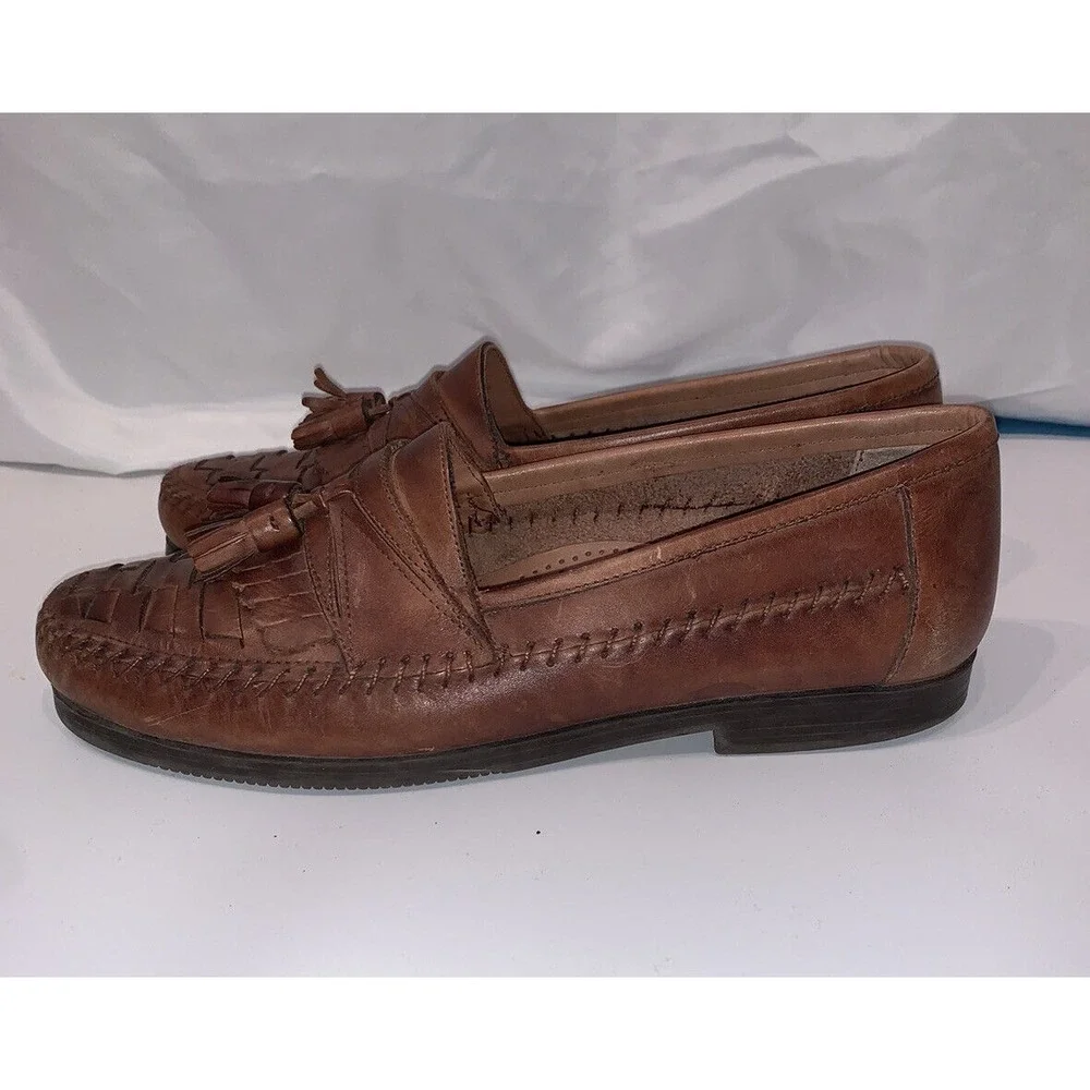 GIORGIO BRUTINI NEWARK BROWN TASSEL LEATHER‎ LOAFERS/SHOES mens 9.5  Very Nice